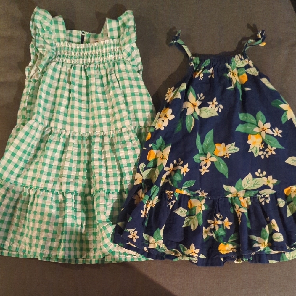 Green and Blue Floral Kids Dresses
